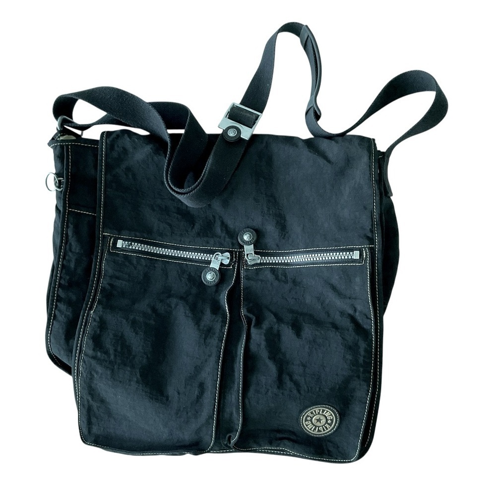 Kipling Black Nylon Expandable Laptop Messenger Bag Large - Picture 5 of 15
